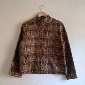 Chico's Architectural Archways Zip Up Jacket Women's M/L Size 1 Silk Blend